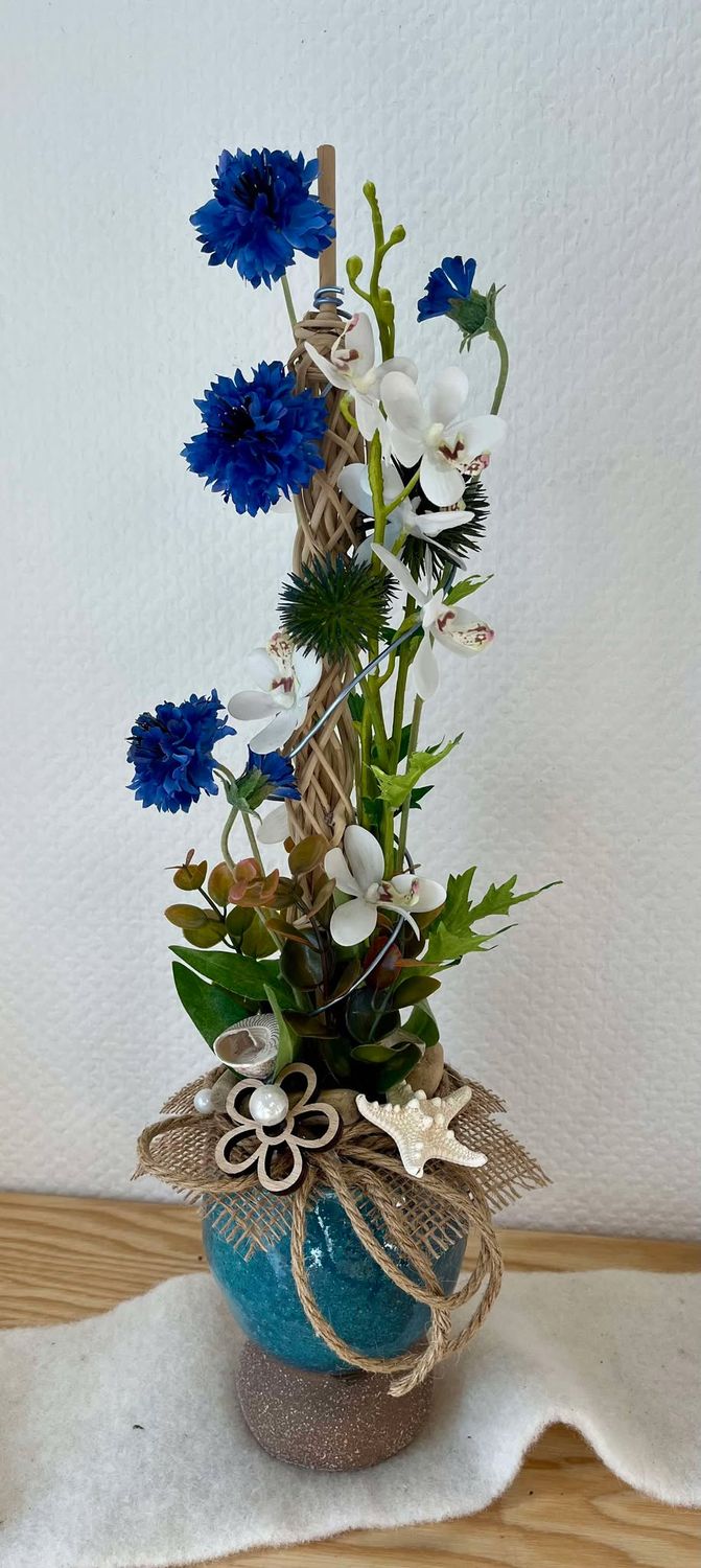Composition sec et soie bleu