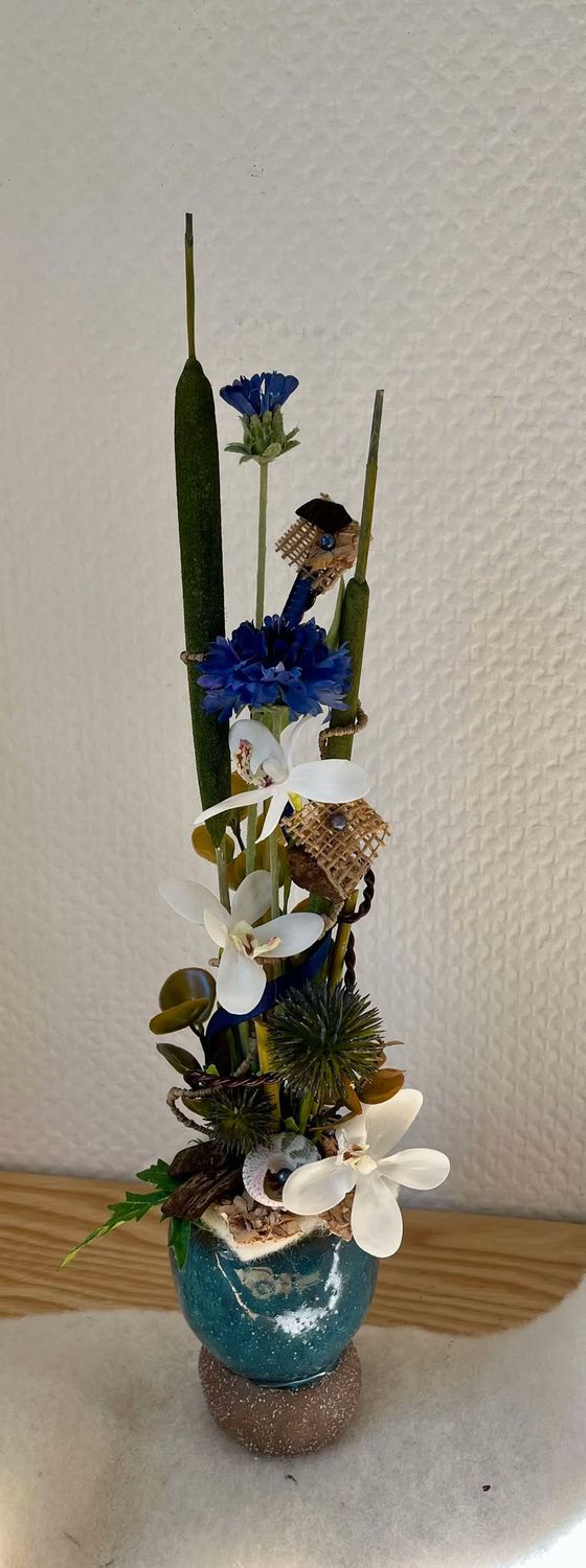 Composition sec et soie bleu