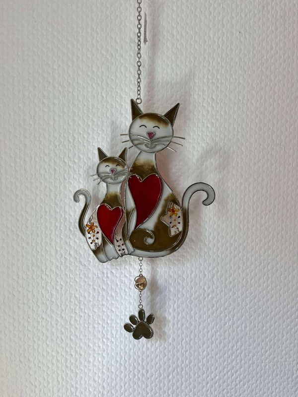 Famille chat à suspendre marron