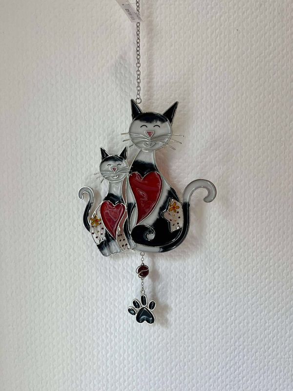 Famille chat à suspendre noir