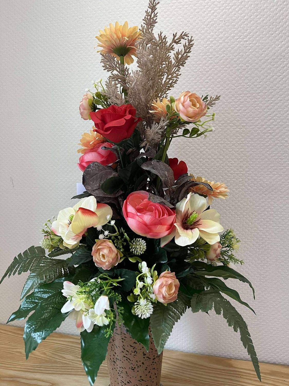 Bqt vase orange/rouge tous les côtés