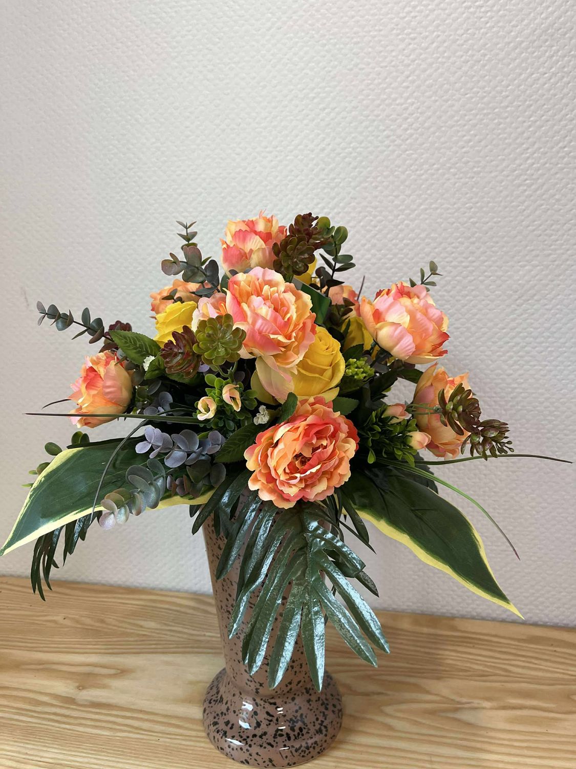 Bqt vase orange/jaune tous les côtés