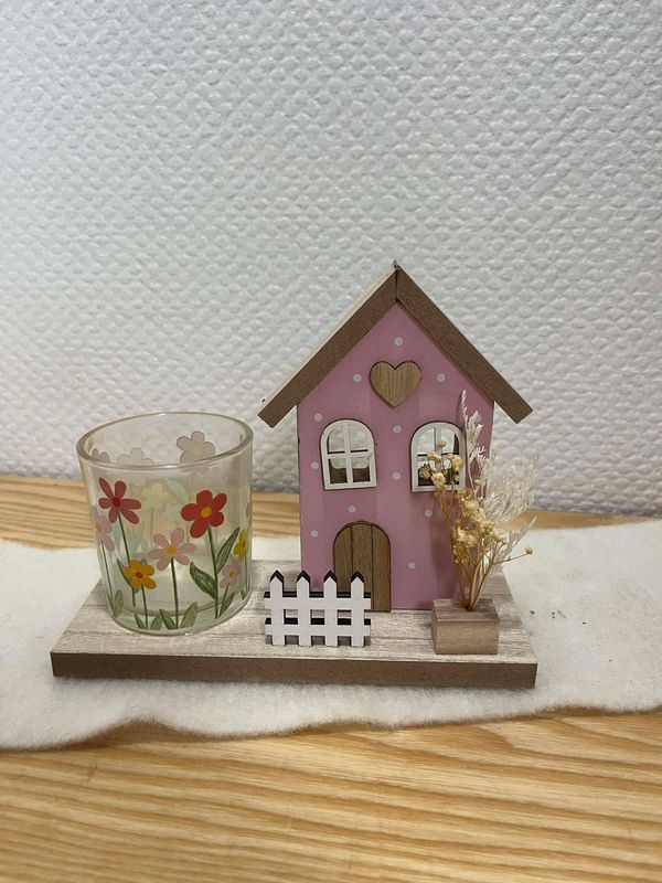 Décoration maison rose avec photophore