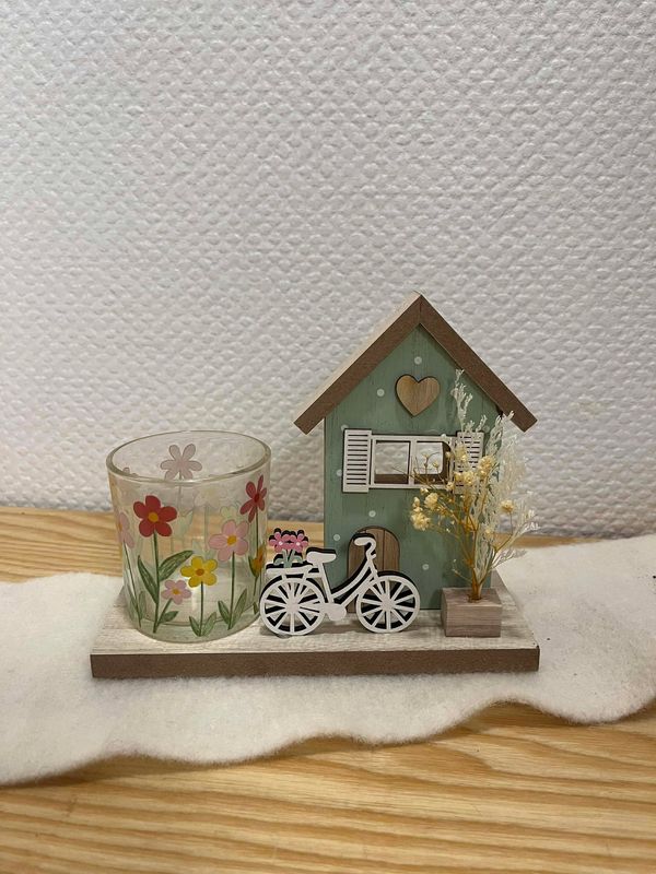 Décoration vert eau avec photophore