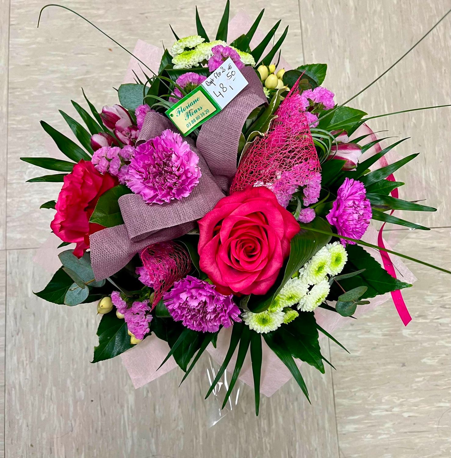 Bouquet Flo 2 rose et blanc