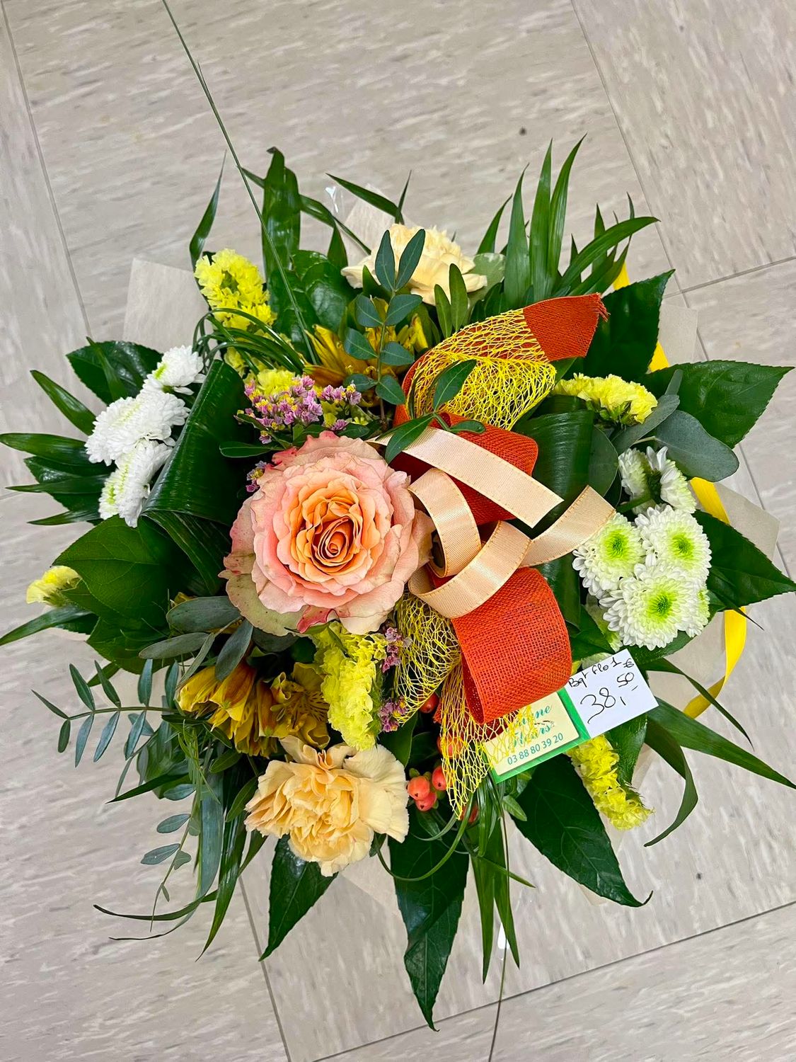 Bouquet Flo 1 jaune, saumoné, blanc