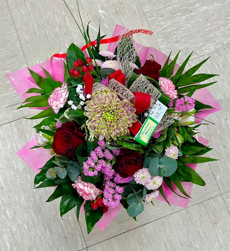 Bouquet Flo 3 rose et rouge