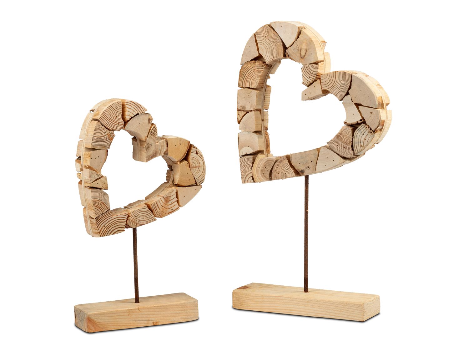 Coeur sur pied 35 cm bois nature