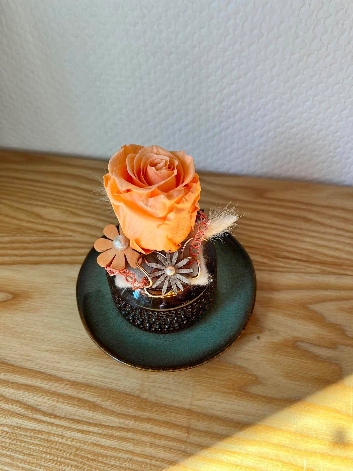 Composition rose éternelle saumoné