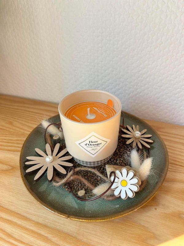 Composition bougie parfumée fleur d'oranger