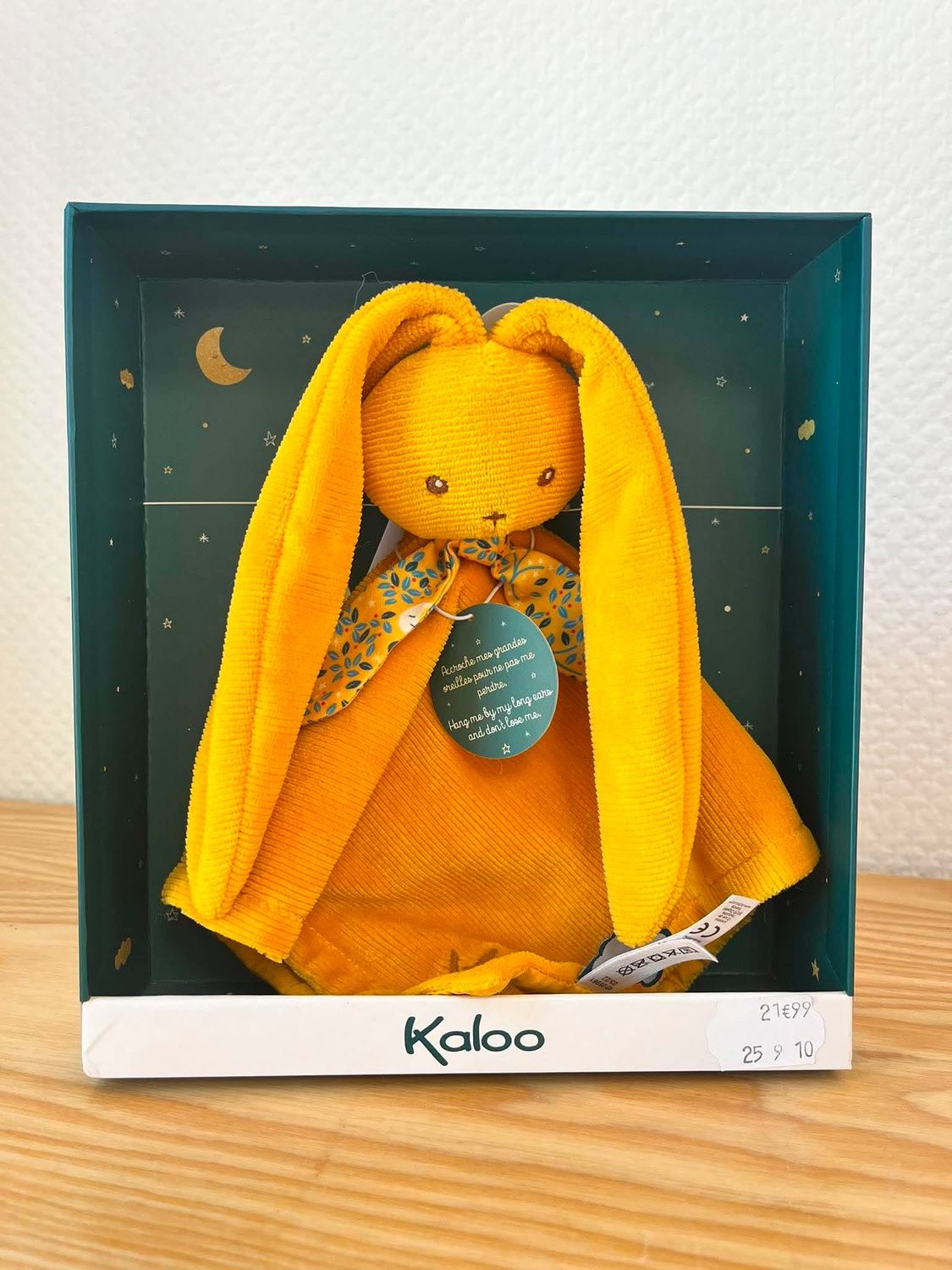 doudou lapin jaune ocre