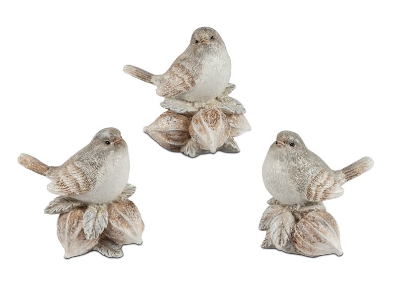Oiseaux hivers 9 cm assortie