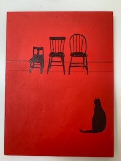 RED INTERIOR WITH CAT RED INTERIOR WITH CAT