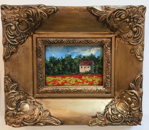 Poppies in Provence in vintage frame Poppies in Provence in vintage frame