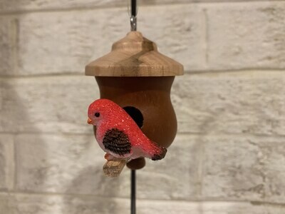 Birdhouse Ornament (Red bird)
