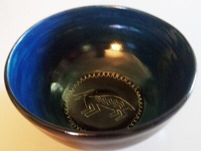 Blue-Green Bowl with Cattle Figure