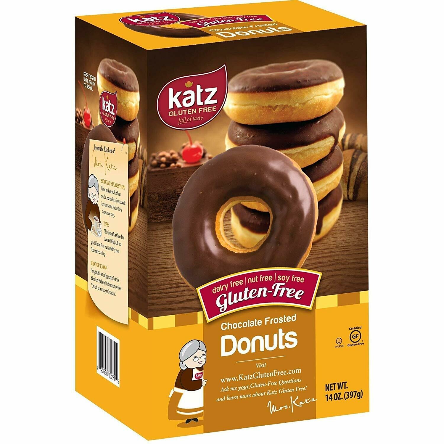 Katz Donuts Chocolate Frosted 6/14oz - Case of 6 packs