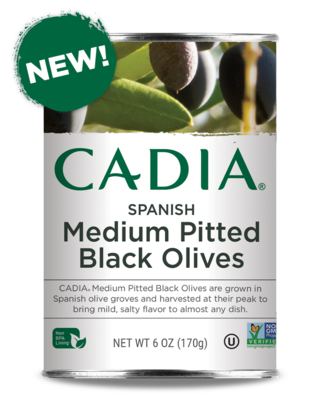 CADIA Black Olives Pitted Medium - 12 x 6 oz