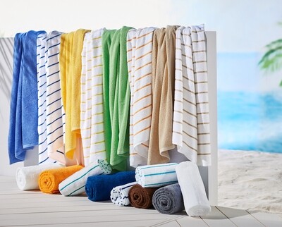 Pool Towel white/orange Ritz Horizontal stripe 15#/DZ - case of 25ea