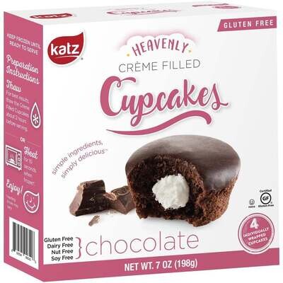Katz GF Chocolate Crème Filled Cupcakes 8.8oz - case of 6 packs
