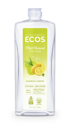 ECOS Hypoallergenic dish soap, Bamboo Lemon - 25 oz