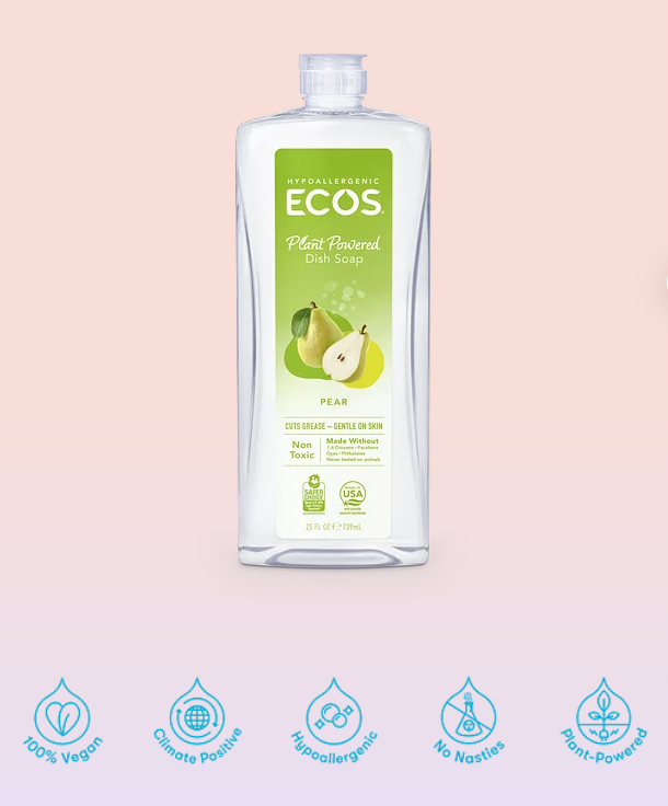 ECOS Hypoallergenic dish soap, pear - 25 oz