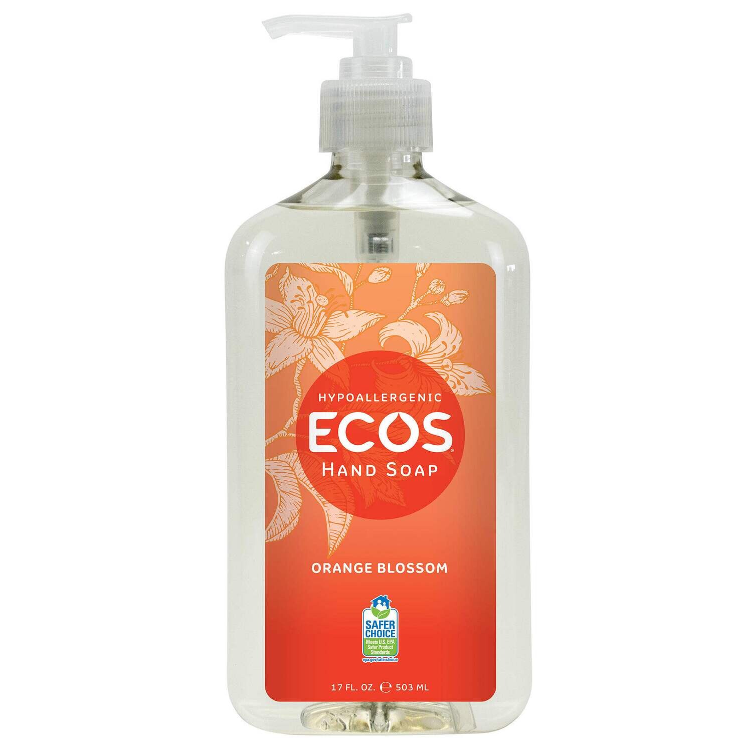 ECOS Hypoallergenic Hand soap,Orange blossom - 17oz