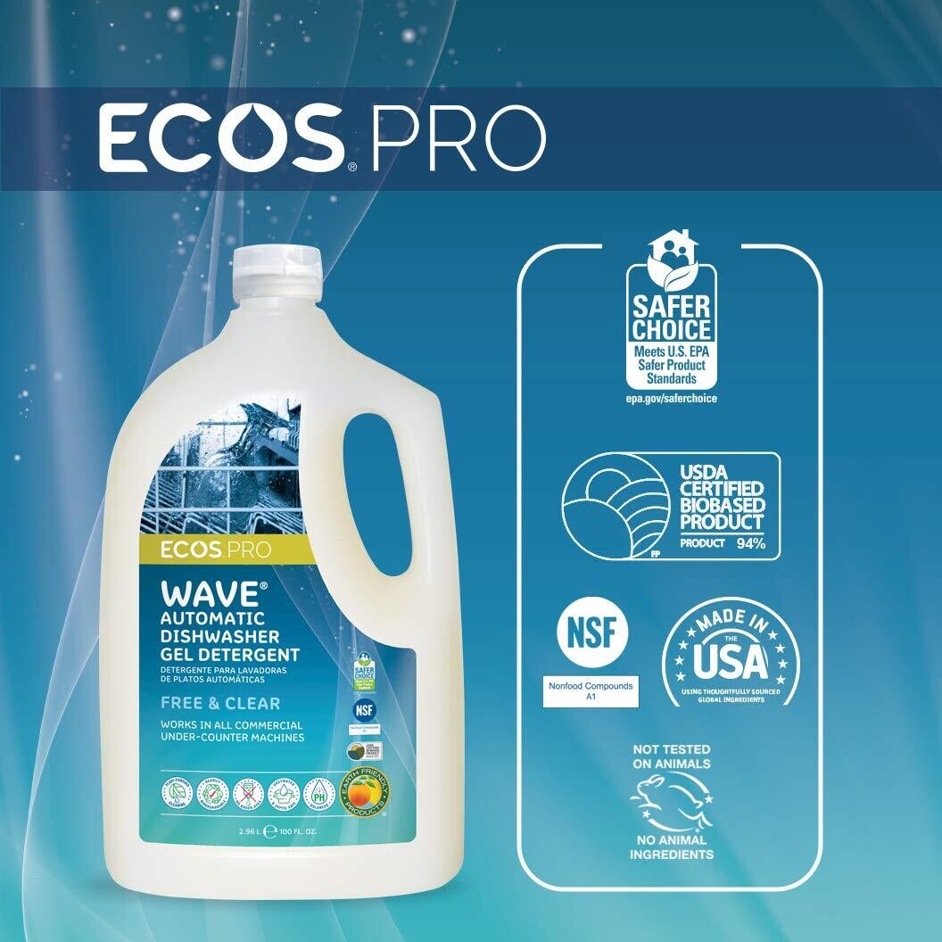 ECOS® Pro Wave® Gel Automatic Dishwasher Detergent, Free & Clear - 100 oz