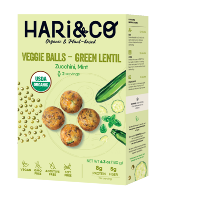 VEGAN Hari & Co Green Lentil Veggie Balls: Zucchini & Mint 12 x 15GM