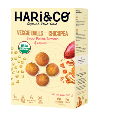 VEGAN Hari & Co Chickpea Veggie Balls: Sweet Potato & Turmeric 12 x 15GM