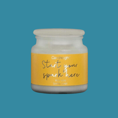 Start Your Spark Here Large Wax Filled Pot Candle White Petal Scent