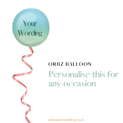 Helium filled personalise Orbz balloon