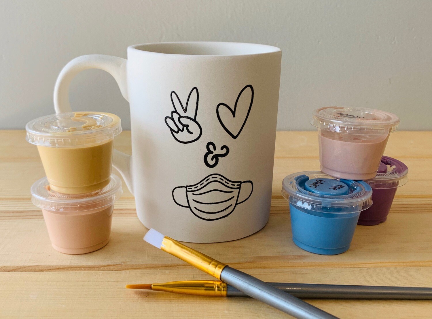 Coloring Book 12 oz Peace, Love, Mask Mug