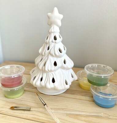 2 Piece Christmas Tree Votive with Teardrop Cutouts