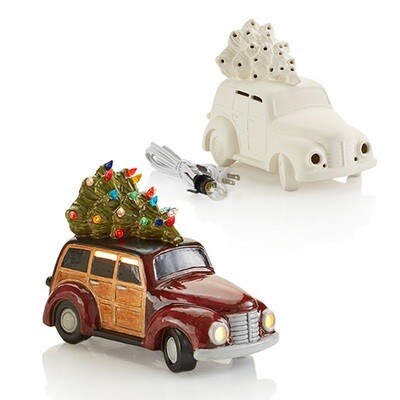 Woody Station Wagon Truck and Tree
