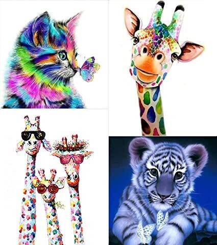 Paquete de 4 pinturas de diamantes, kits de pintura de diamantes 5D