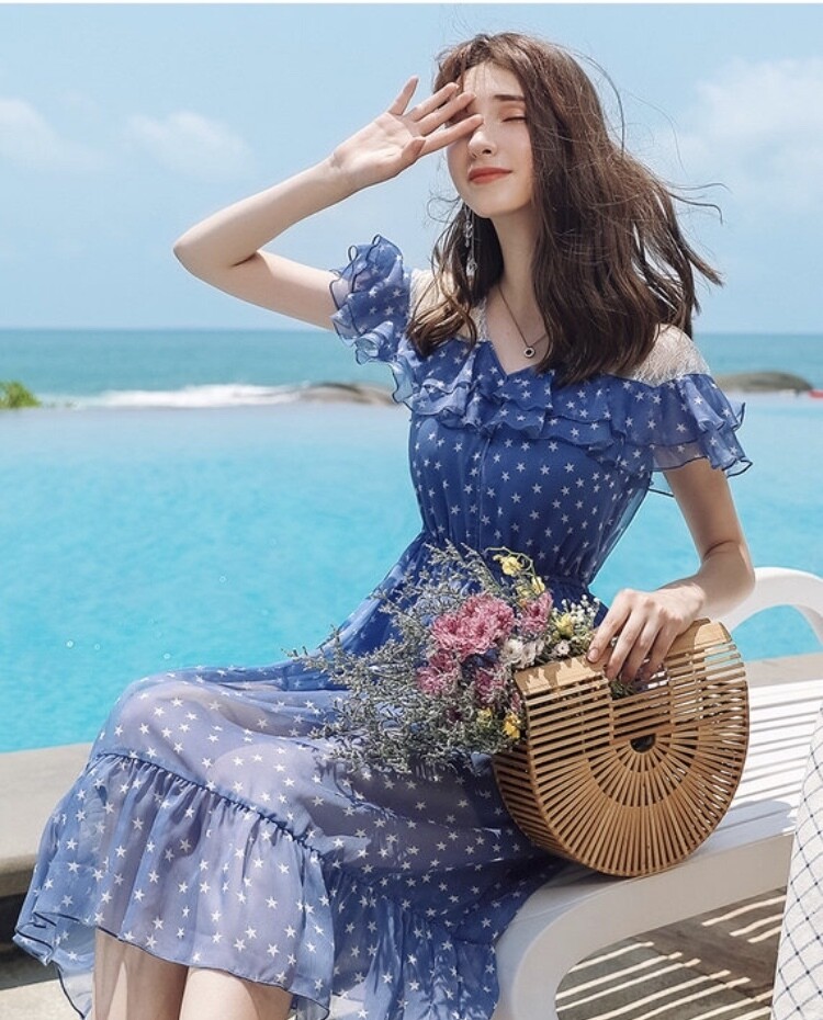 Lace Chiffon two layers dress