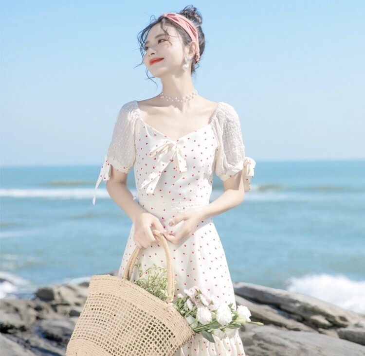 Korean style tie bow dress
