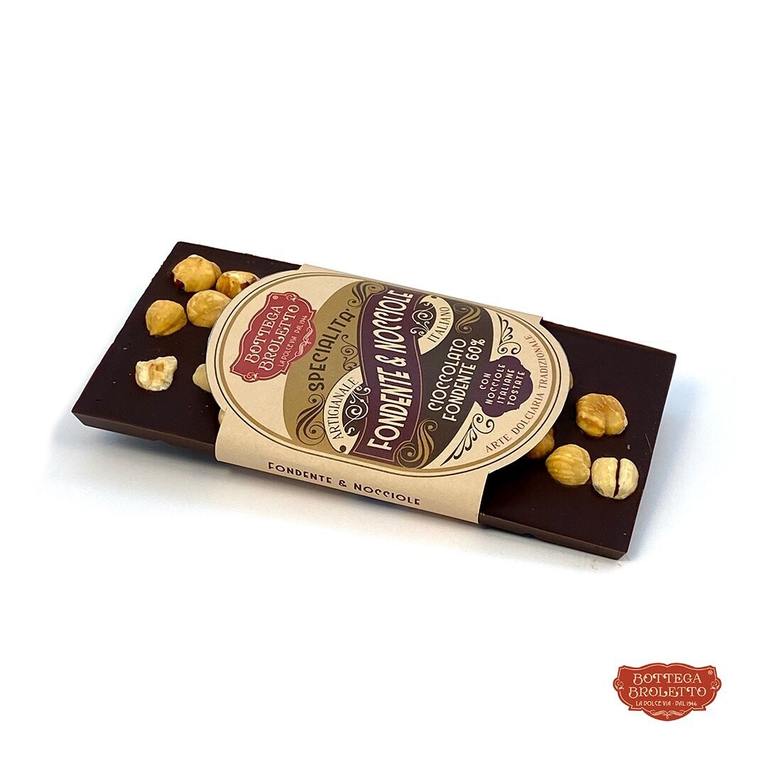 Cioccolato Fondente 60% con Nocciole Italiane tostate 100g