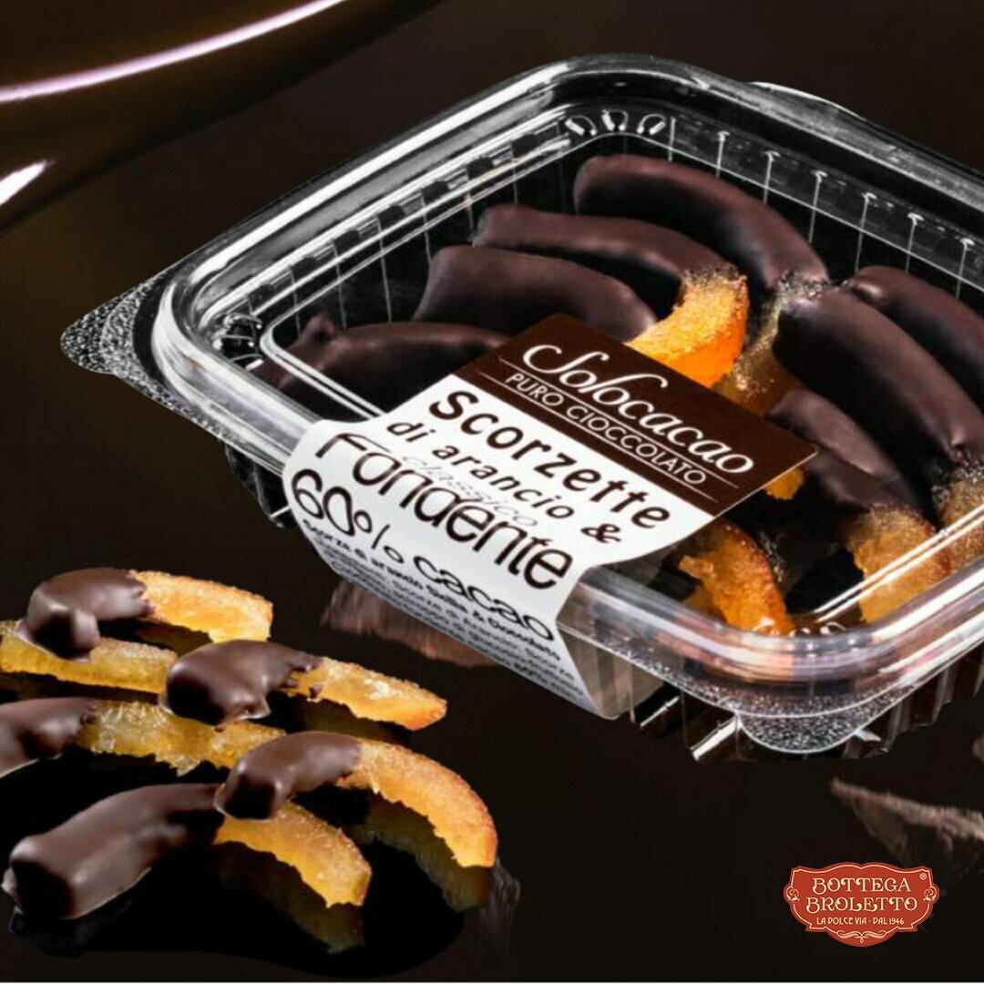 Scorzette di Arancio & Cioccolato Fondente 60% 110g