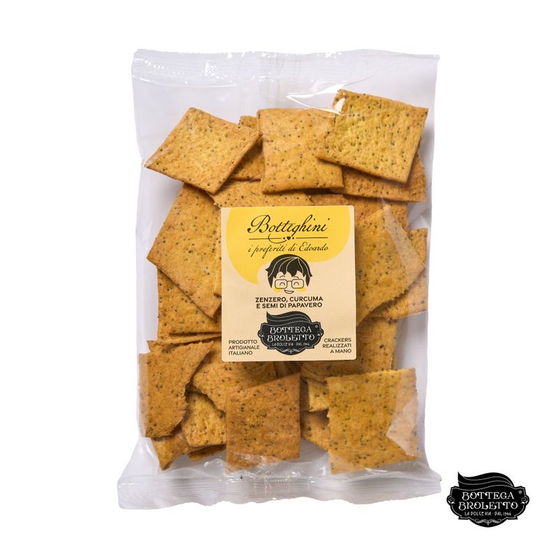 I Botteghini Cracker Zenzero, curcuma e semi di papavero 150g