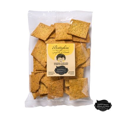 I Botteghini Cracker Zenzero, curcuma e semi di papavero 150g I Botteghini Cracker Zenzero, curcuma e semi di papavero 150g