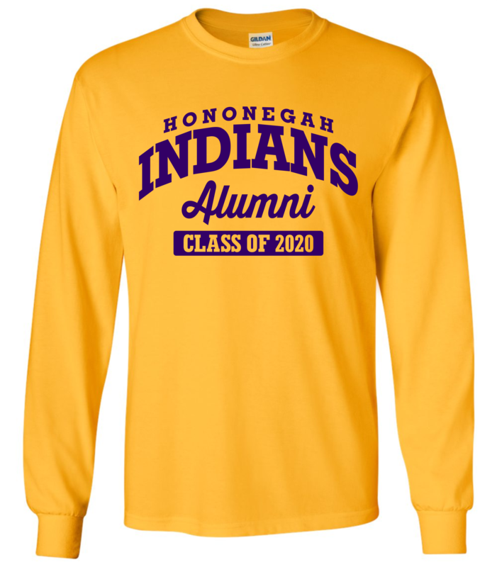 Hononegah Alumni Long Sleeve T-shirt with Class Year, Gold