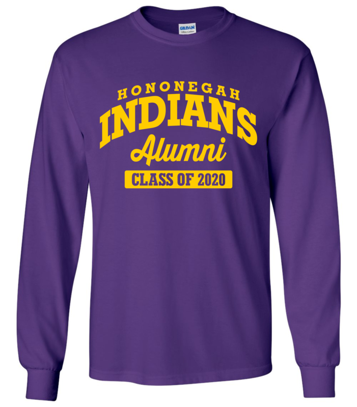 Hononegah Alumni Long Sleeve T-shirt with Class Year, Purple