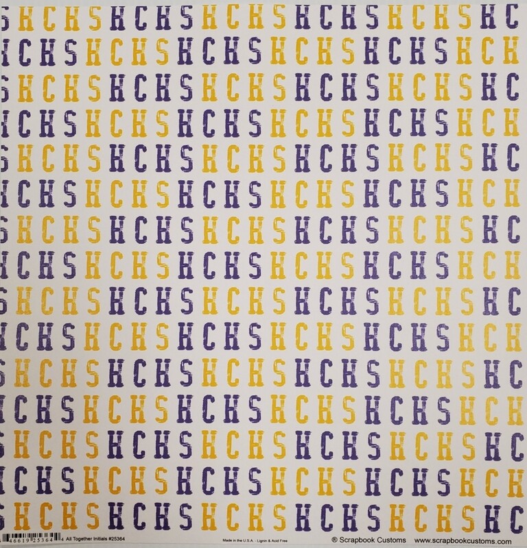 Hononegah Scrapbook Paper, HCHS Initials, Purple &amp; Gold