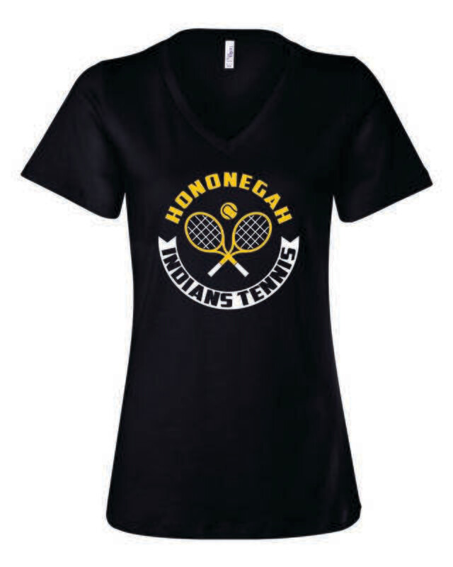 Hononegah Tennis Women&#39;s Relaxed V-Neck Tee, 3 Color Options
