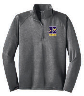 Hononegah Tennis Embroidered 1/4 Zip Pullover, Charcoal Grey Heather
