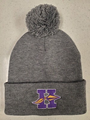 Hononegah Pom Pom Knit Beanie, Embroidered, 3 Colors Available