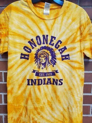 Hononegah Indians Tie Dye T-shirt, Gold
