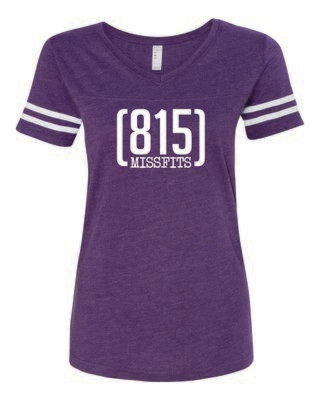 815 Missfits LAT Women's Football V-Neck Tee, Vintage Purple